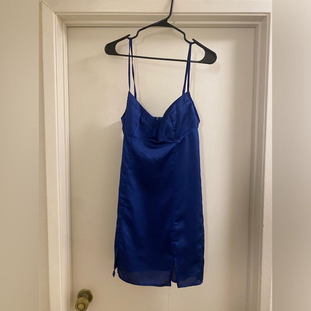 Elegant Blue Satin Dress